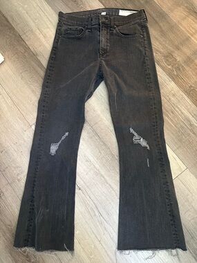 rag & bone Women's Black Ankle Crop Jeans